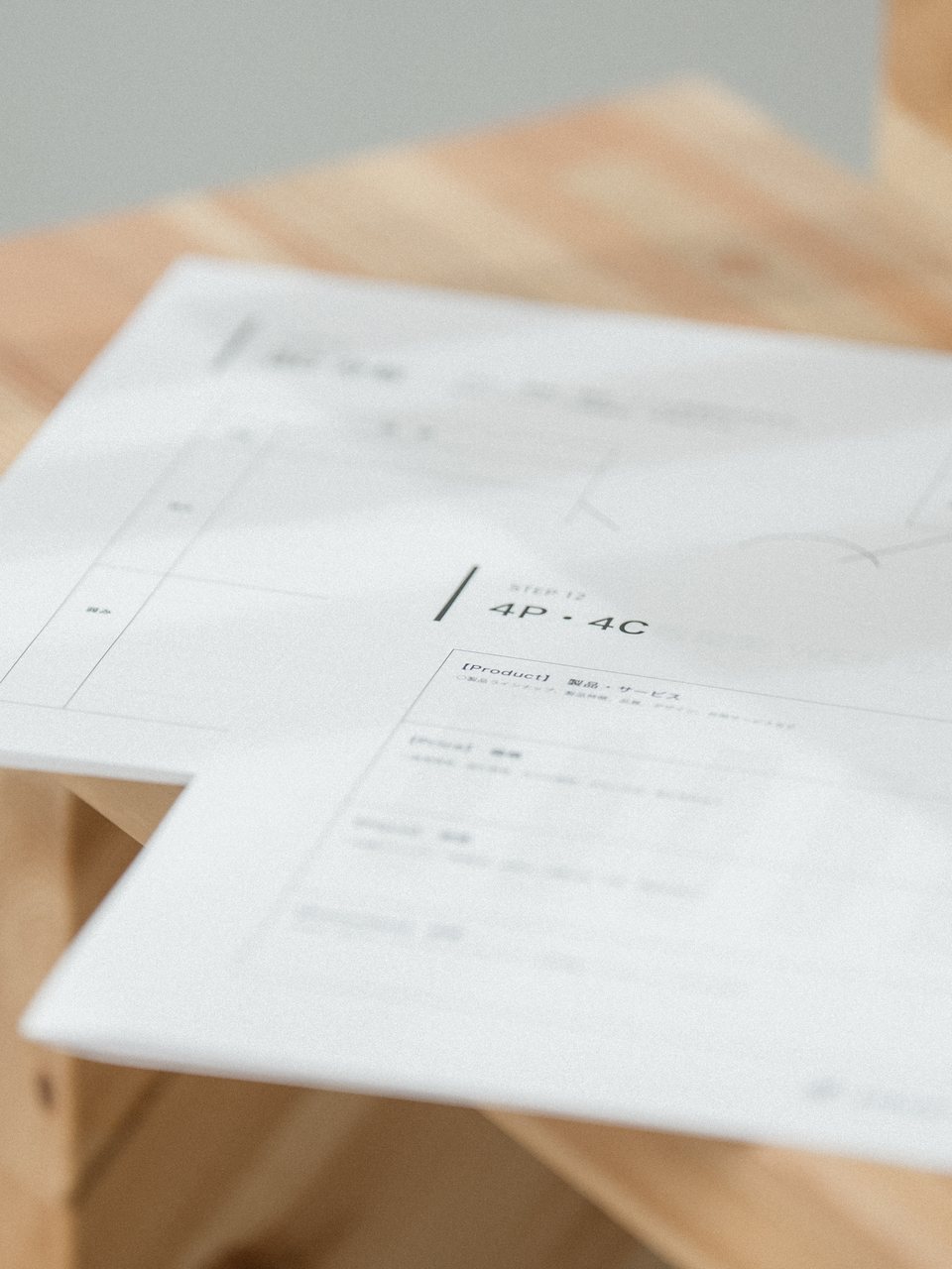 4P・4Cのワークシートが机に置かれている様子